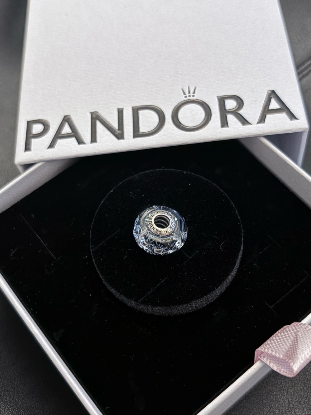 Pandora Clear Faceted Crystal Silver-Core Charm - Picture 1 of 2
